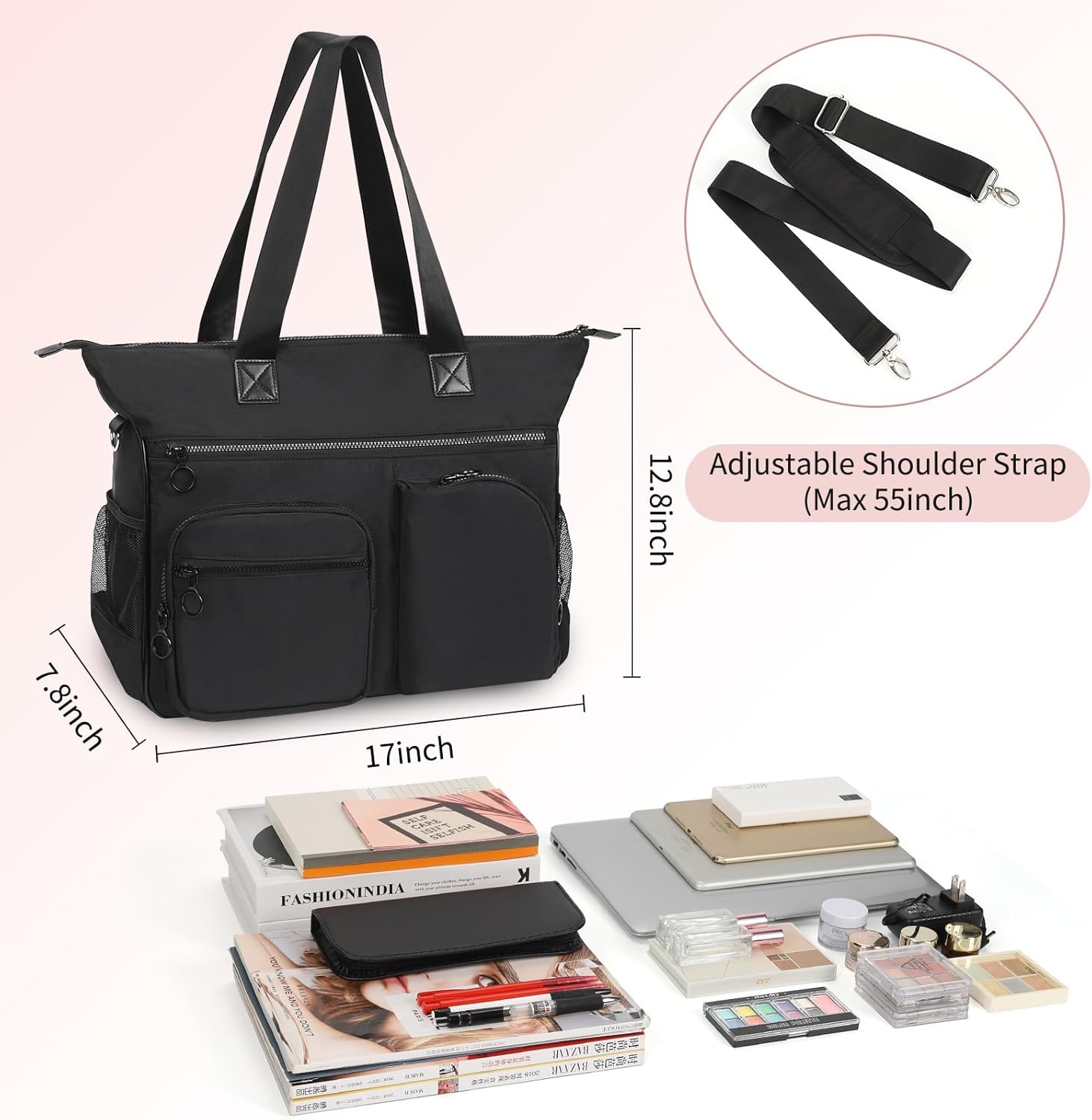 Laptop Bag for Women, 15.6 inch Laptop Tote Bag, Large Capacity Teacher Tote, Lightweight Work Bags for Women with Multi Pockets, Business Office Work Handbag