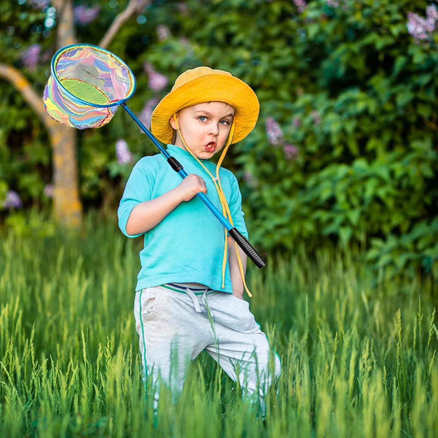 KAHEIGN 3 Pezzi Retini da Pesca per Bambini, 95CM Retino per Farfalle Telescopico Retino per Foglie da Piscina Estensibile da 68CM a 95CM -per Bambini Cattura Insetti Farfalle Pesci Uccelli (3 Colori)