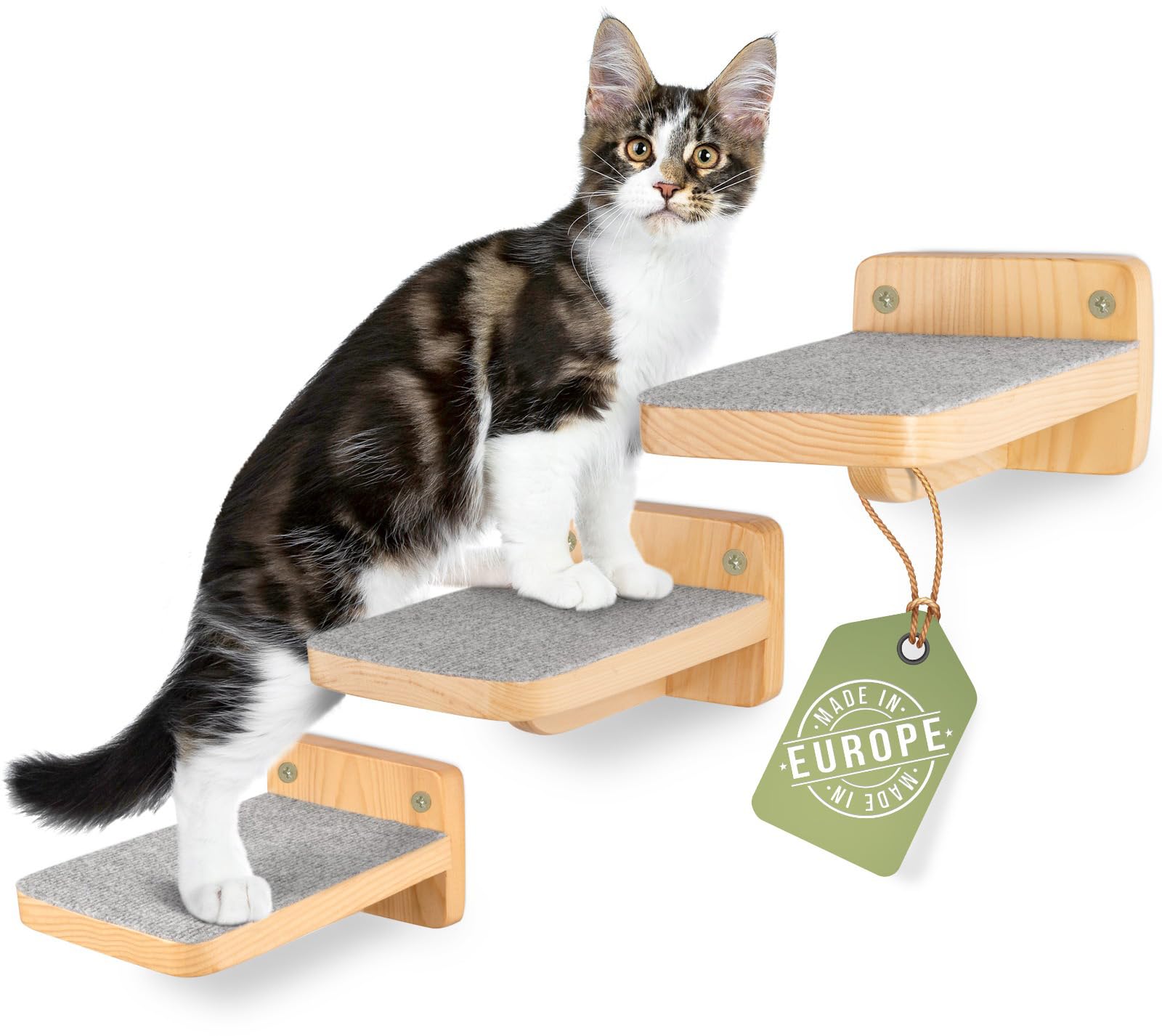 WOOWOOD® Escaleras de Escalada para gatos, Juego de 3 escaleras para gatos, escaleras para gatos, escaleras de Pared, escaleras para gatos, escaleras para gatos, tamaño M