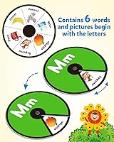 Vista 3 de Coogam Tarjeta giratoria interactiva del alfabeto para niños pequeños, juego de aprendizaje de números de letras ABC, patrón de colores, palabras