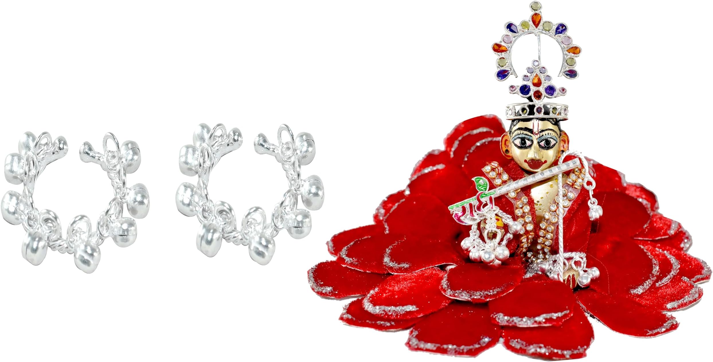 KMJ Pure Silver kadule/Bracelets/anklets for laddu gopalji, Radha raniji (SIZE: small/medium/large)
