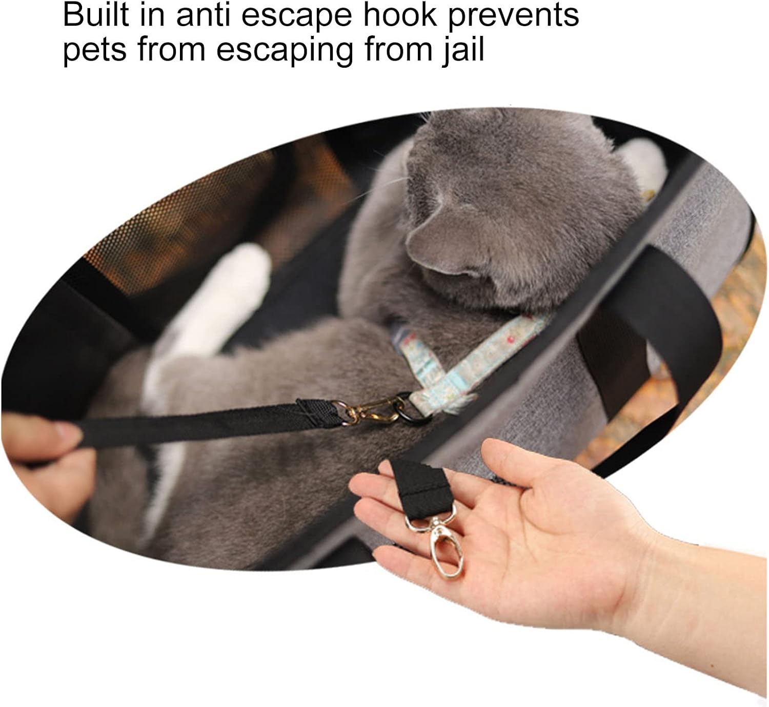 Cat Carrier with Breathable Mesh, Cat Carrier Soft with Escape Proof Build, Portable Travel Bag for Small Animals Puppies Outdoor Daily Trips (Grey with Black)