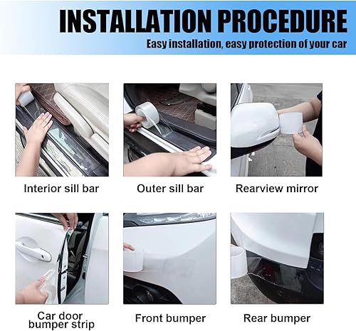 Miniatura 4 de Pack-1 Protector de umbral de automóvil, tira transparente anticolisión, calcomanía impermeable para parachoques, tira antiarañazos para maletero,