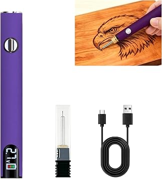 650mAh Rechargeable Thread Burning Kit with Digital Display, Thread Zapper Pen for Knitting, Beading, Leather Craft, Sewing & Wax Carving, Purple