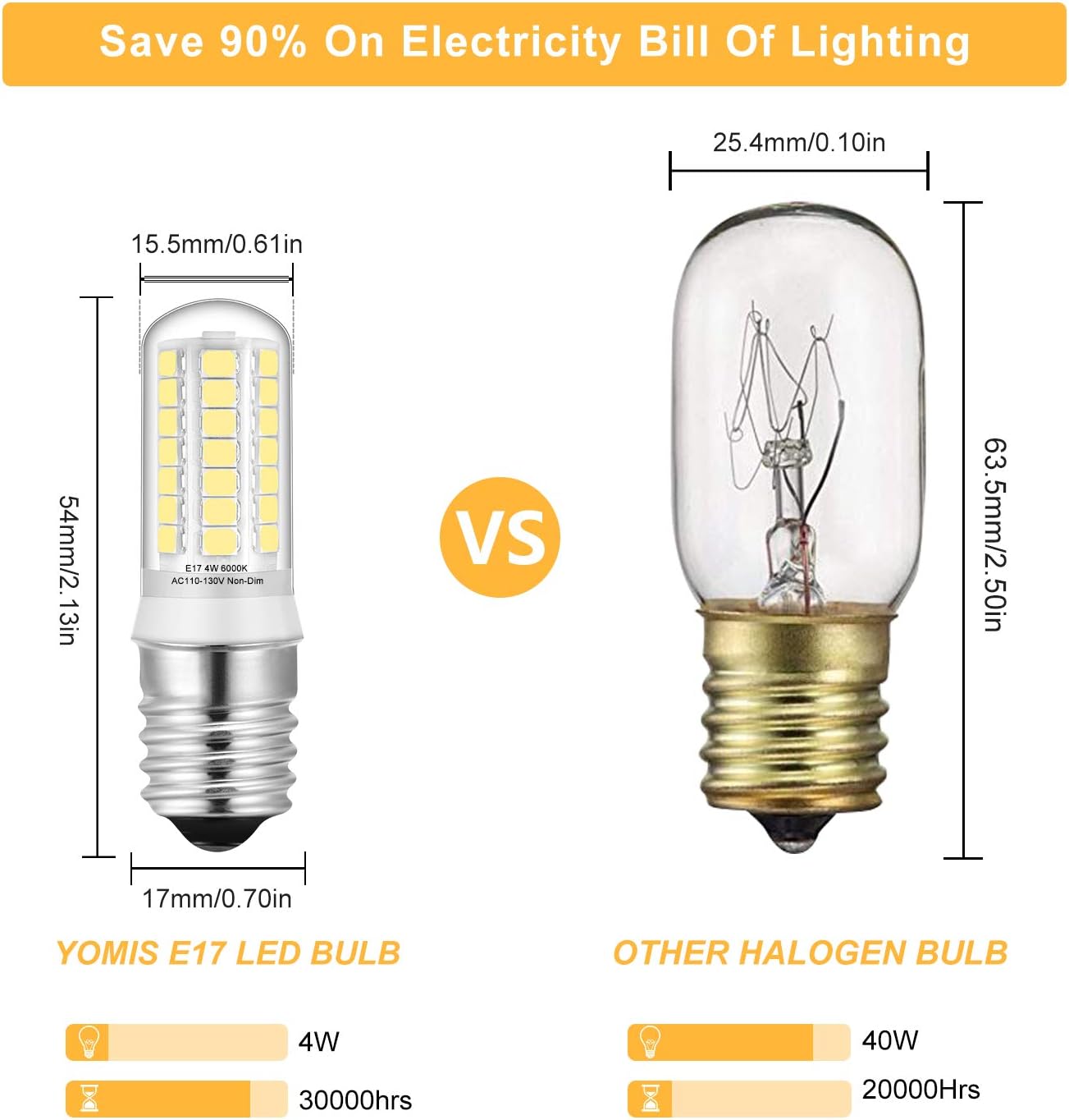 Tесh Dеаlѕ 🔥 E17 LED Bulb Daylight White 4W Equivalent 35W 40W Halogen Bulbs, 6000K, 400LM LED E17 Base Light, AC 120V CRI 82, Non-Dimmable (6 Pack) by Yomis Lіmіtеd Dіѕсоunt E17 LED Bulb Daylight White 4W Equivalent 35W 40W Halogen Bulbs, 6000K, 400LM LED E17 Base Light, AC 120V CRI 82, Non-Dimmable (6 Pack) by Yomis