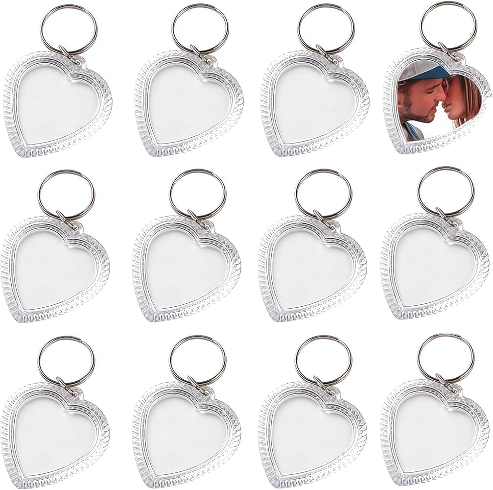 25 Portachiavi In Acrilico Trasparente A Forma Di Cuore – Cornici Per Foto Fai Da Te – 4,8 X 5,2 Cm – Ideali Per Regali Personalizzati