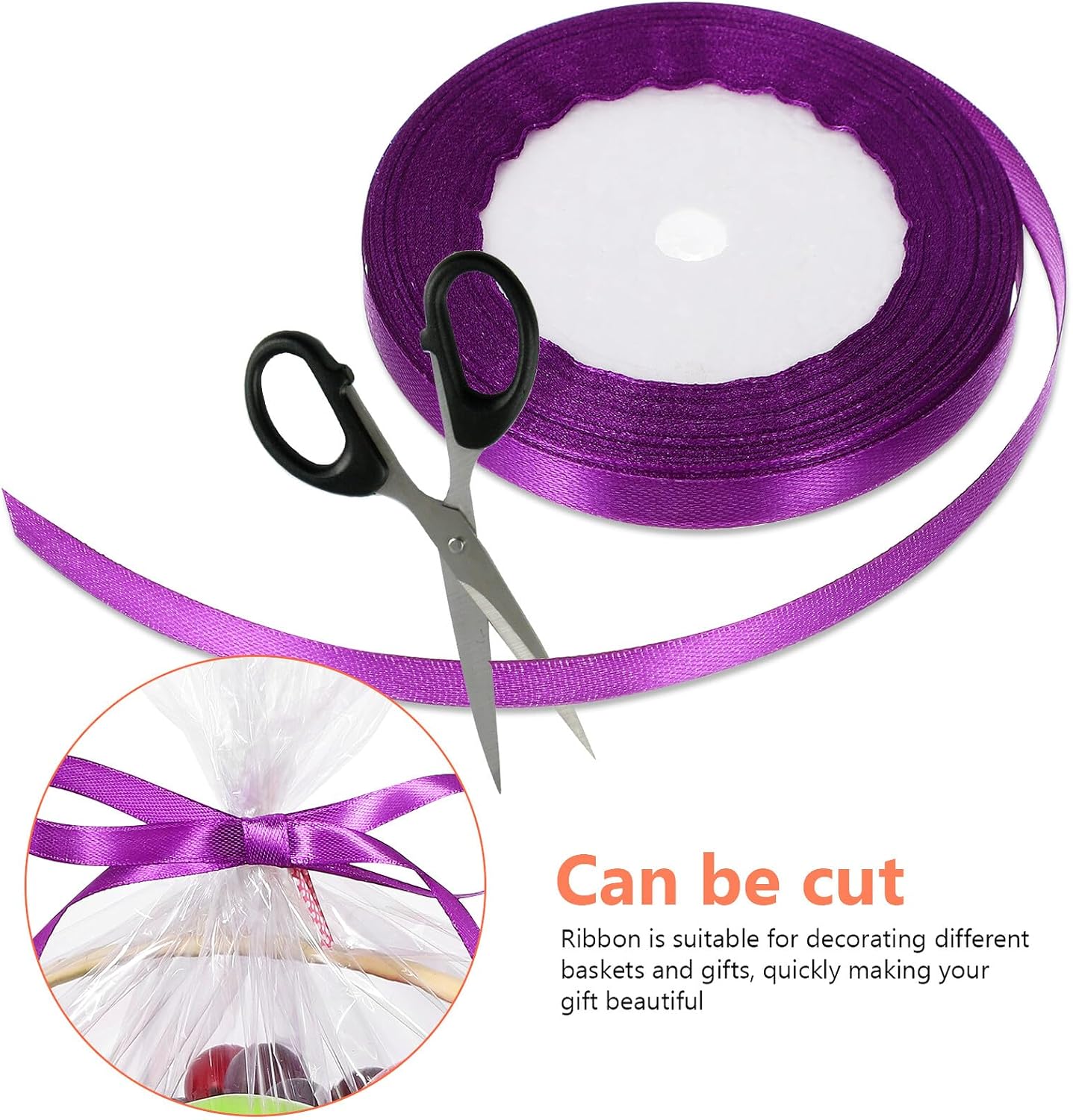 ARTSEWPLY 100pcs Cellophane Basket Bags 35x45cm with Mixed Color Metal Twist Ties and Purple Ribbon for Cookie Candy Dessert Snack Packaging and Wrapping Random Color