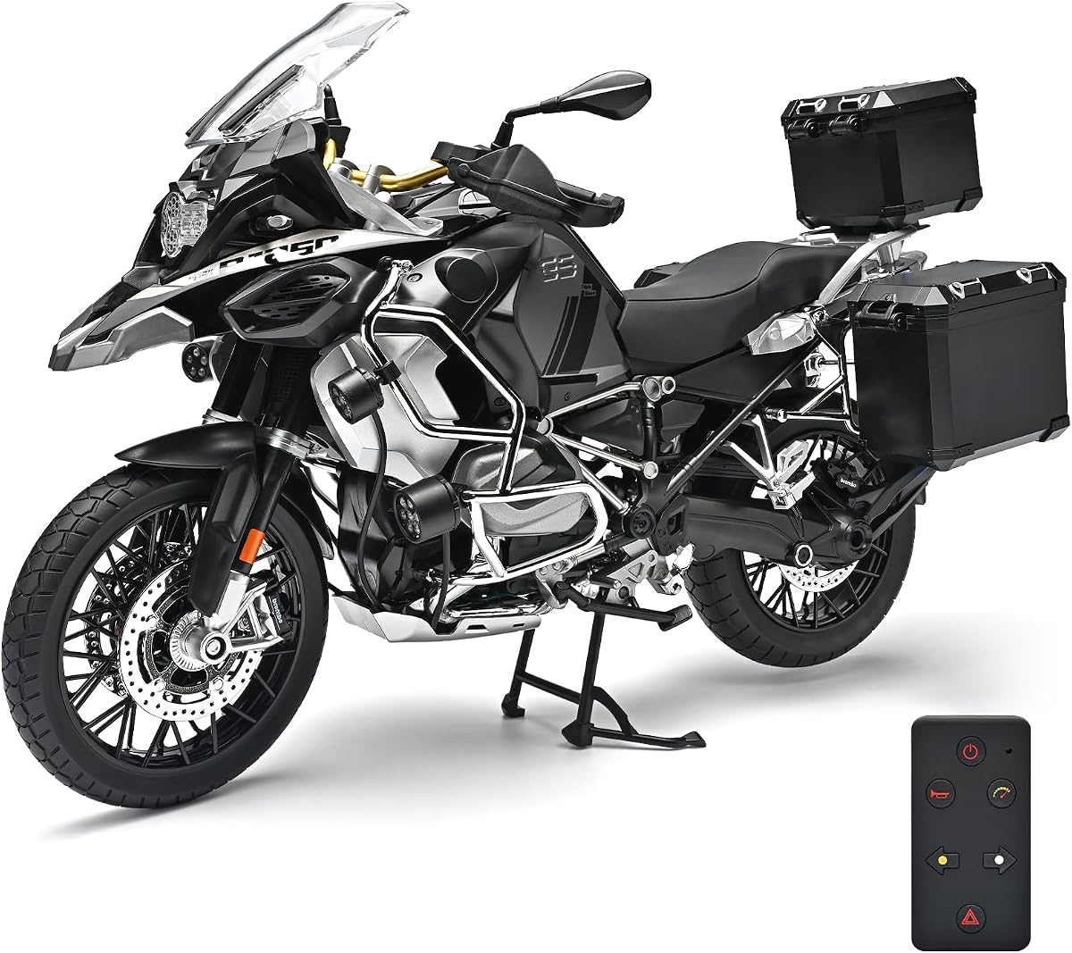 1/6 RC Diecast Model Motorcycle,Compatible with BMW R1250GS | One-Key Start, Lights, Sound & Spray, Full Shock Absorption, Collectible for Adults, Gift for Motorcycle Lovers