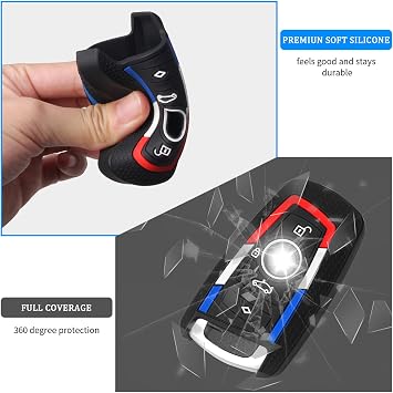 QBUC for BMW Key Fob Cover, Silicone Key Shell Case