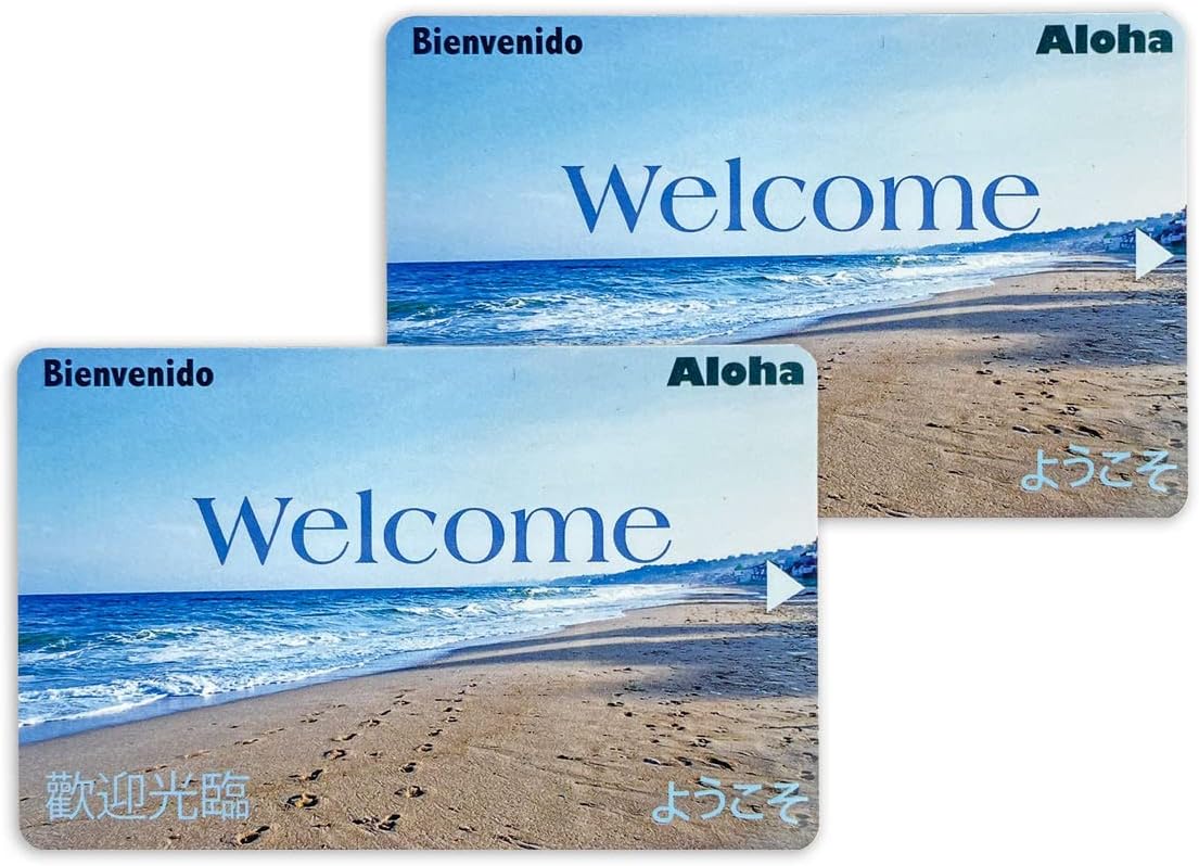 FrontDesk Supply Magnetic Stripe Key Cards for Hotel and Motel - Beach Welcome Design - Multilingual (Set of 500)