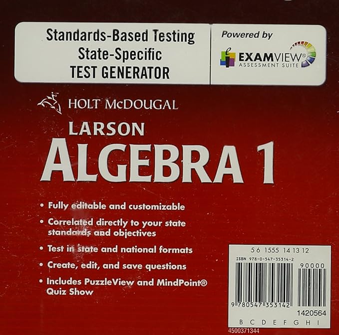 Amazon.com: Holt McDougal Larson Algebra 1: ExamView Test Generator CD ...