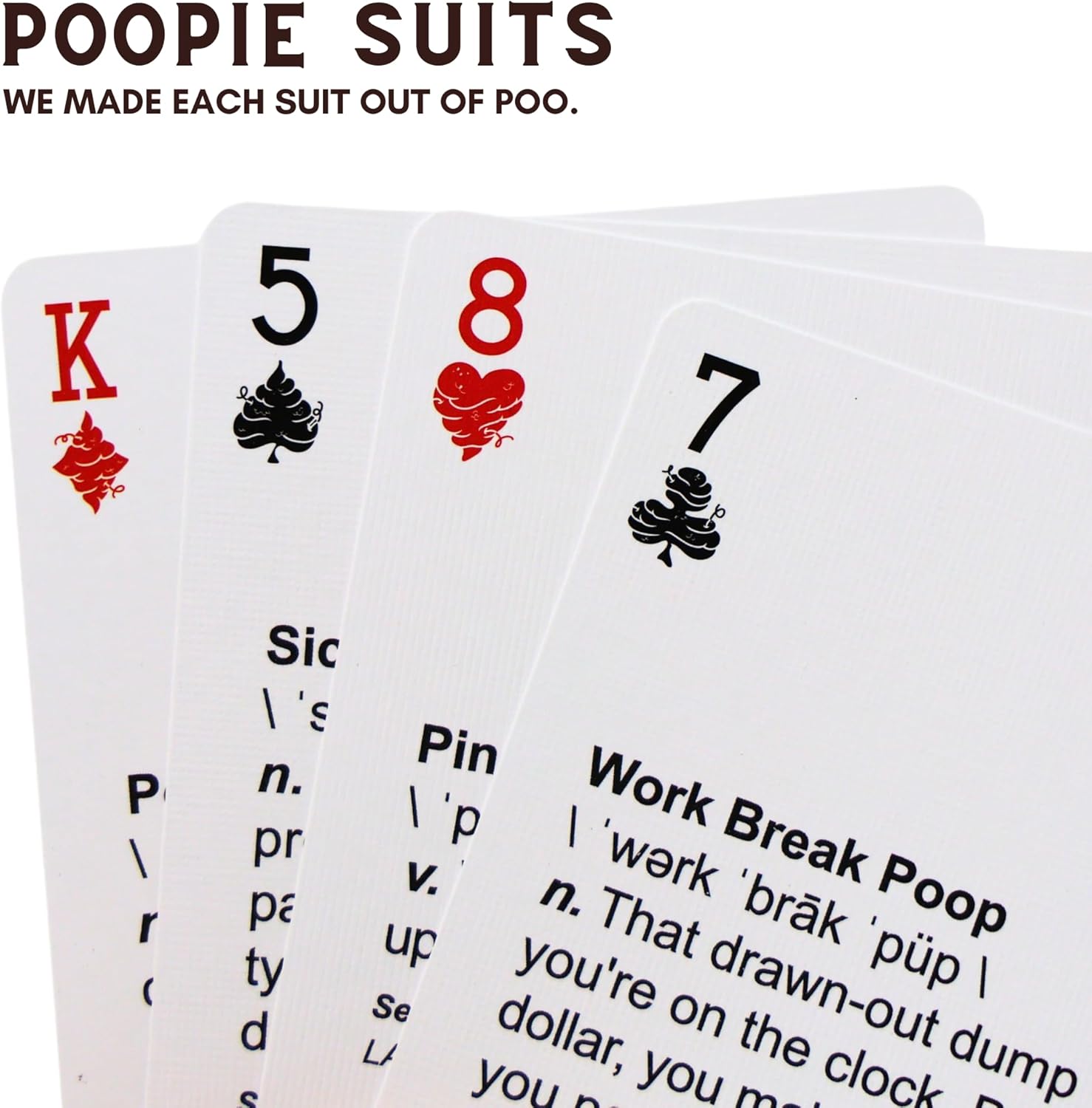 Good Egg Greetings 52 Deuces Funny Playing Cards - Poop Themed Deck of Cards - Funny Playing Cards for Adults - White Elephant Gag Gift Poker Cards