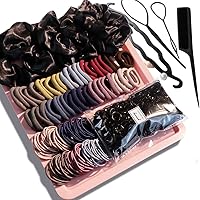 Vista 14 de YANRONG Juego de 1159 piezas de accesorios para el cabello para mujer, sin costuras, variedad de coleteros para el cabello, bandas elásticas