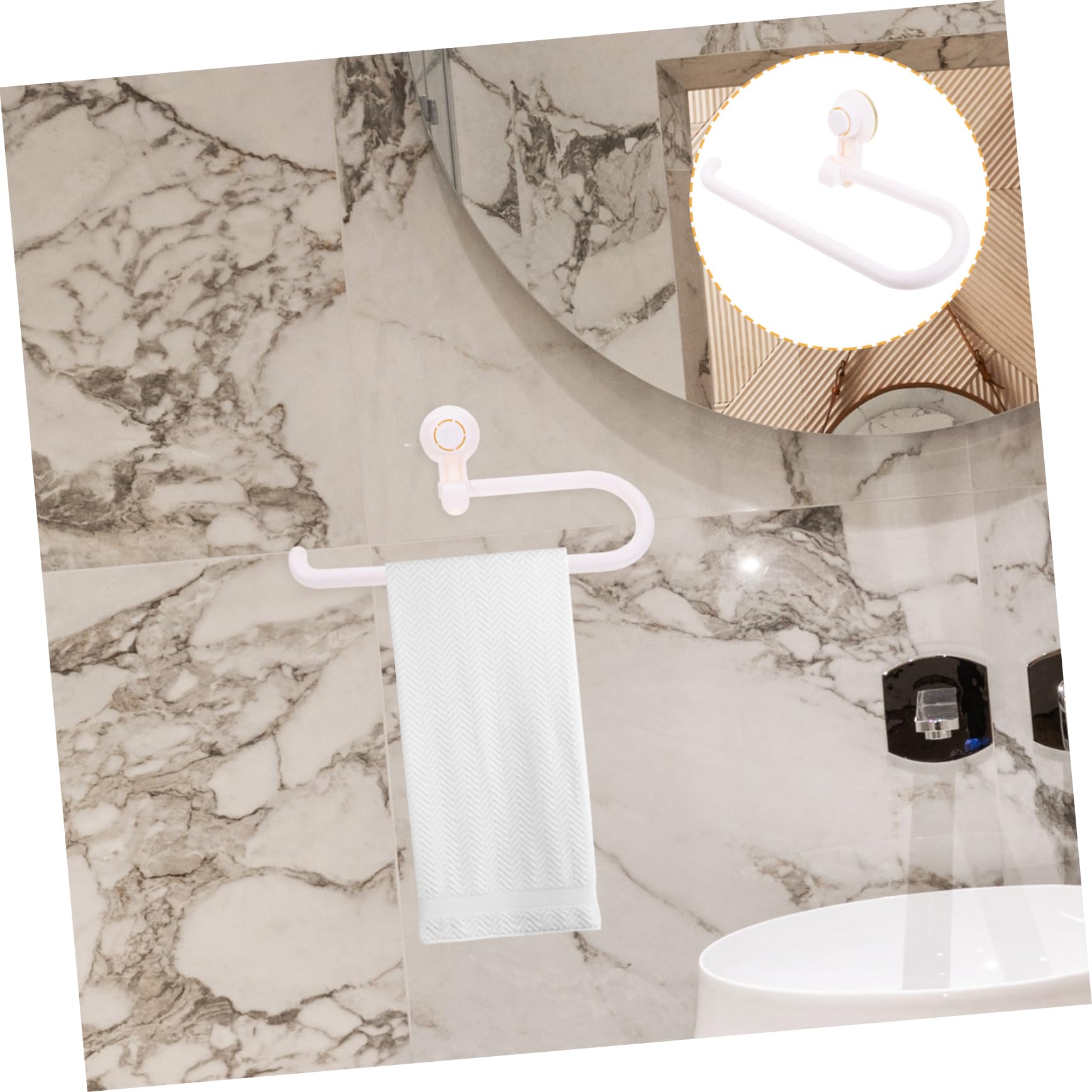 Unomor Suction Cup Towel Holder Wall Mounted No Drill Towel Rack for Bathroom Kitchen Versatile Tissue Toilet Paper Holder Easy Installation Finish