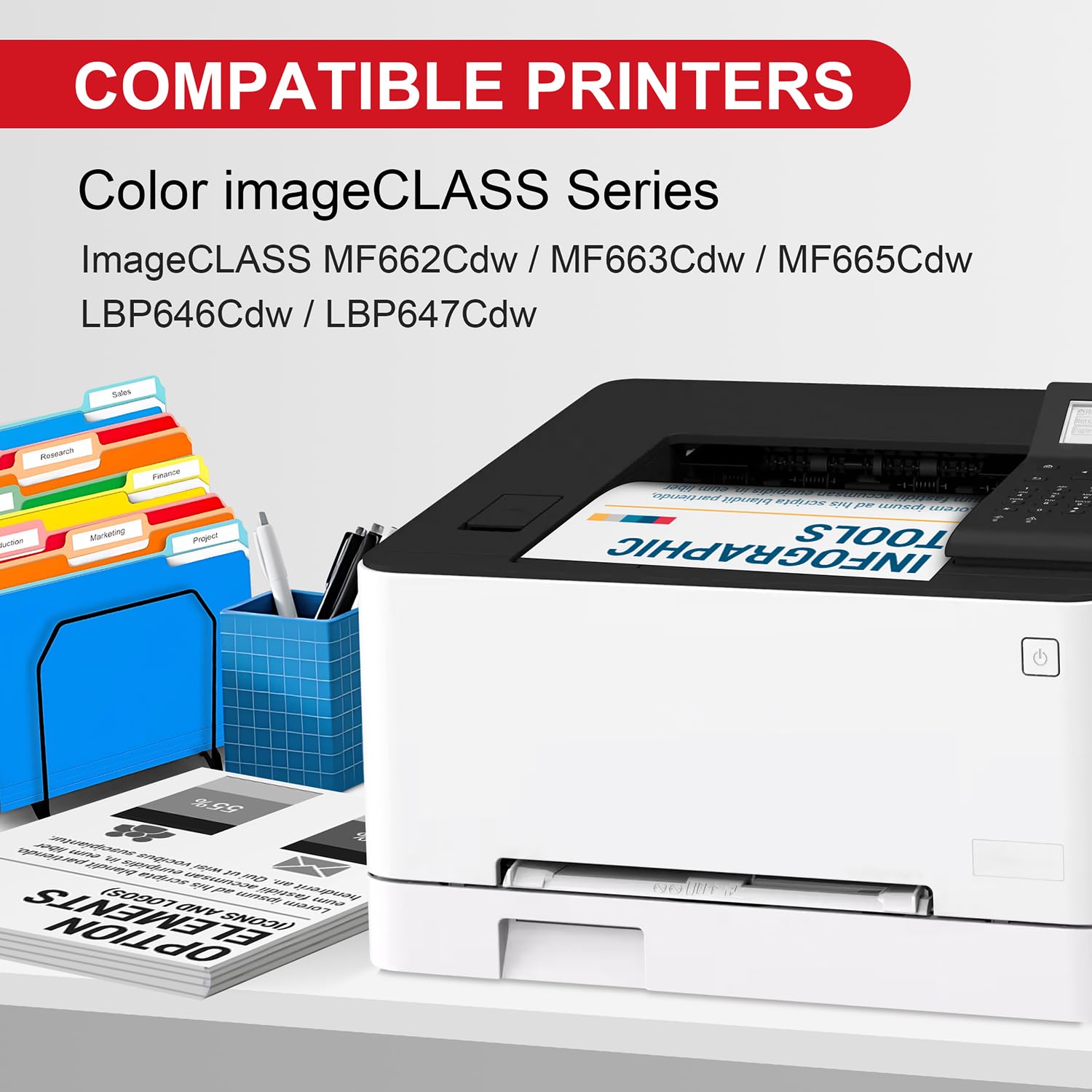 075H CRG075H, Lot de 4 Cartouches de Toner Haute capacité, compatibles avec Les imprimantes Canon des séries ImageCLASS MF662Cdw MF663Cdw MF665Cdw LBP646Cdw LBP647Cdw(Noir, Cyan, Jaune, Magenta)