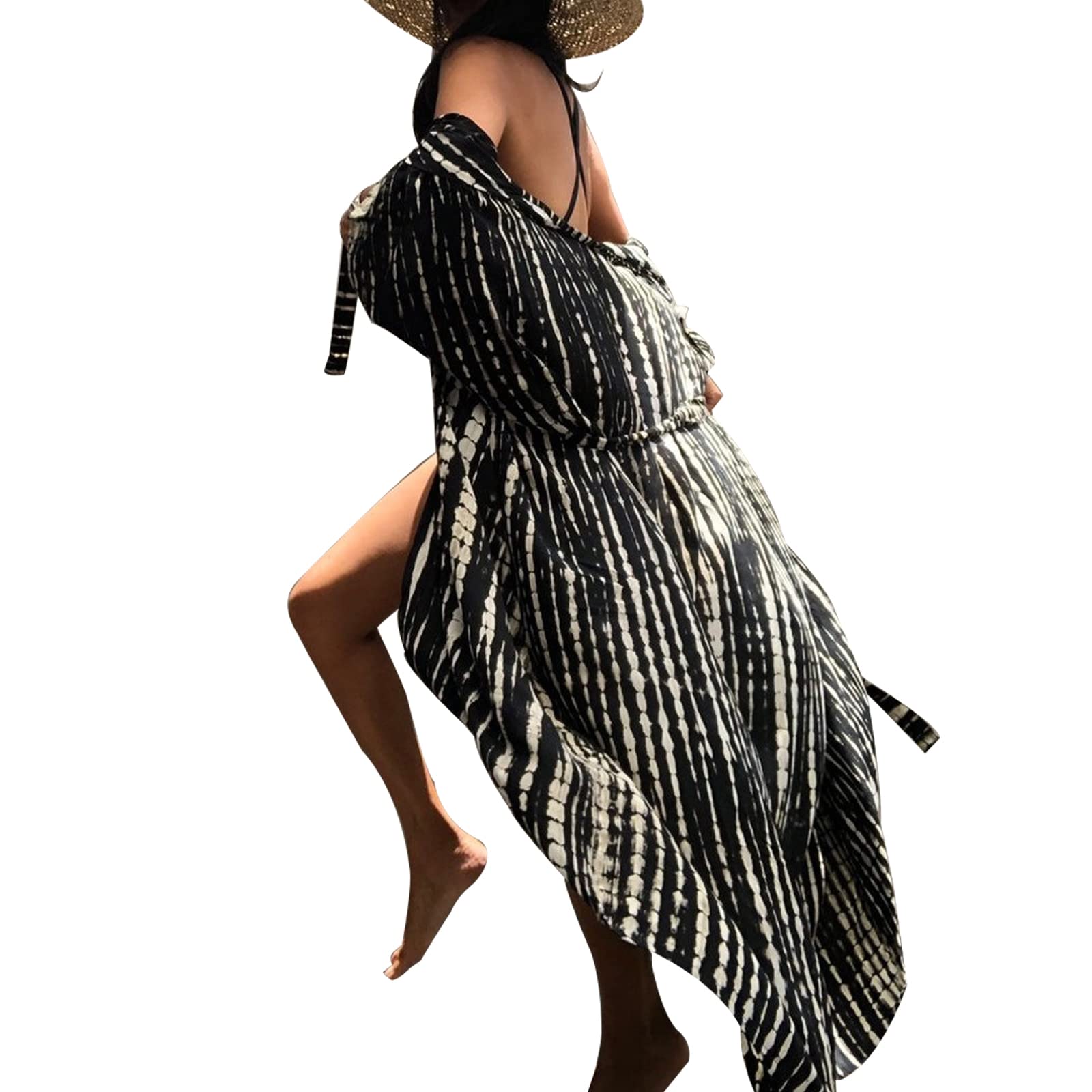 Femmes Robe Bikini de Plage Longue Boheme Maxi, Front Ouvert Floraux Chemisier Kimono Bikini Cover-Up Villégiature