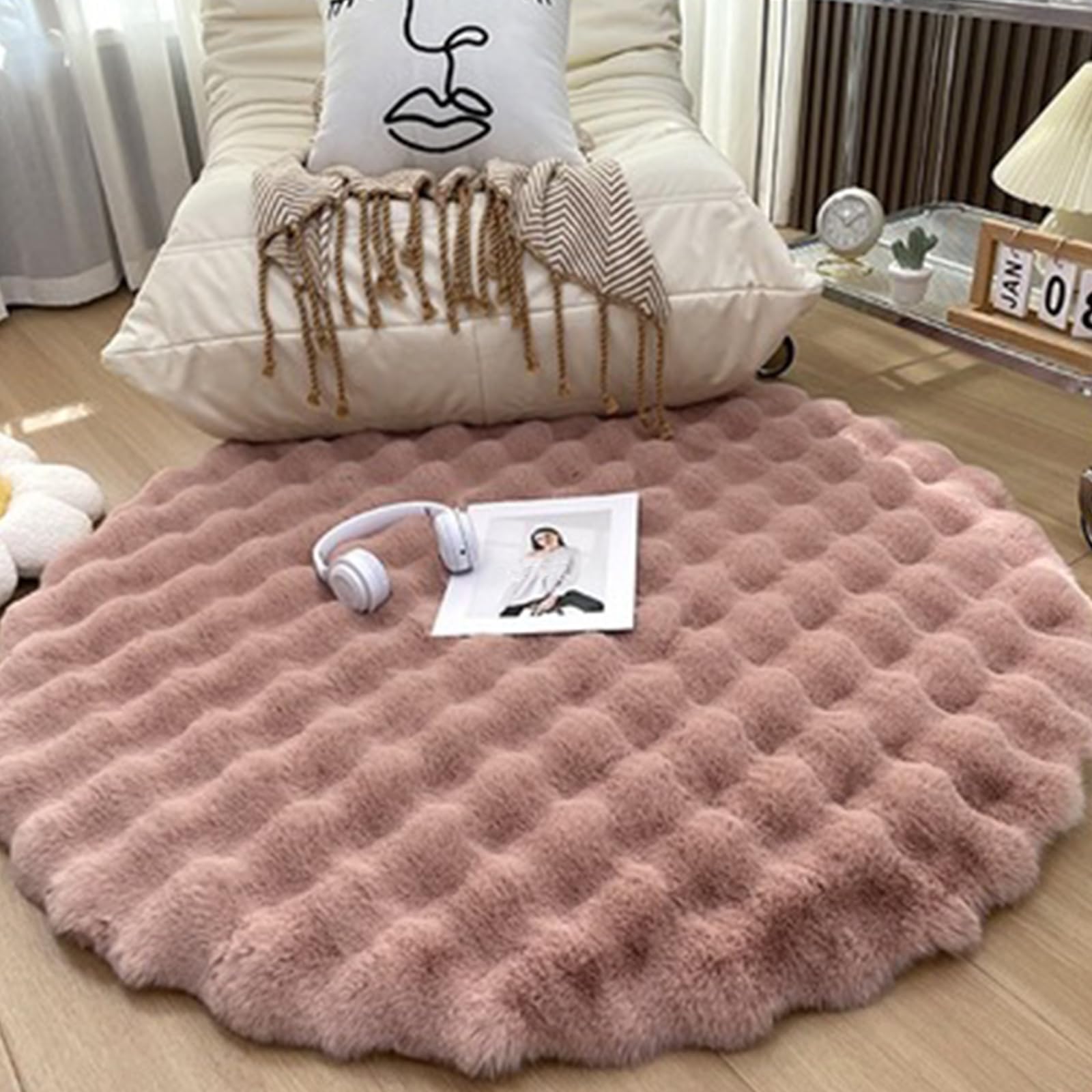 Tapis antidérapant en fausse fourrure épaisse moelleuse pour salon moderne