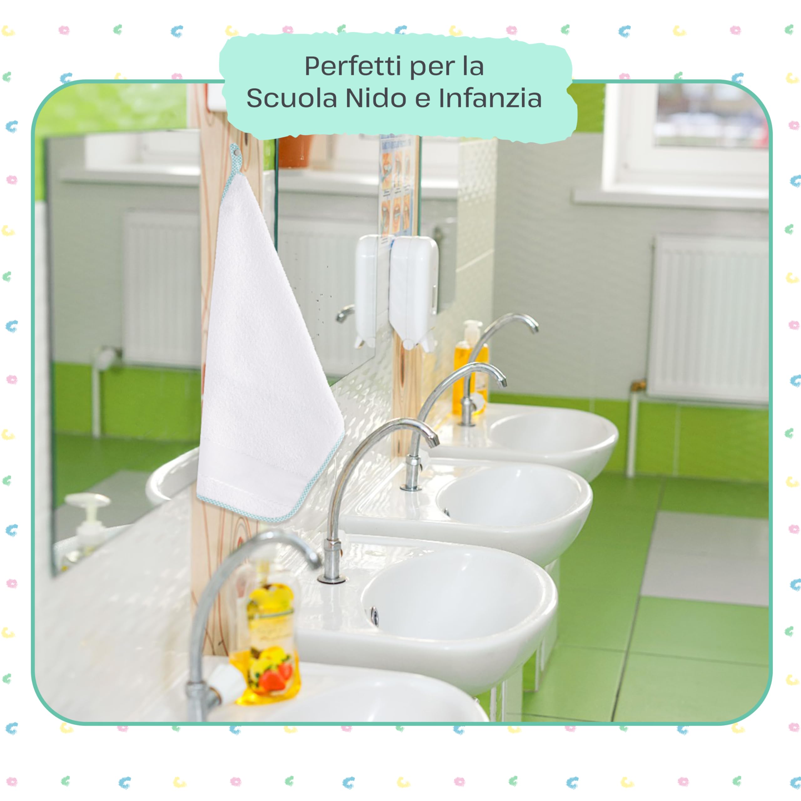 Set asilo ricamato con tela aida bavaglino asciugamano sacca Italia