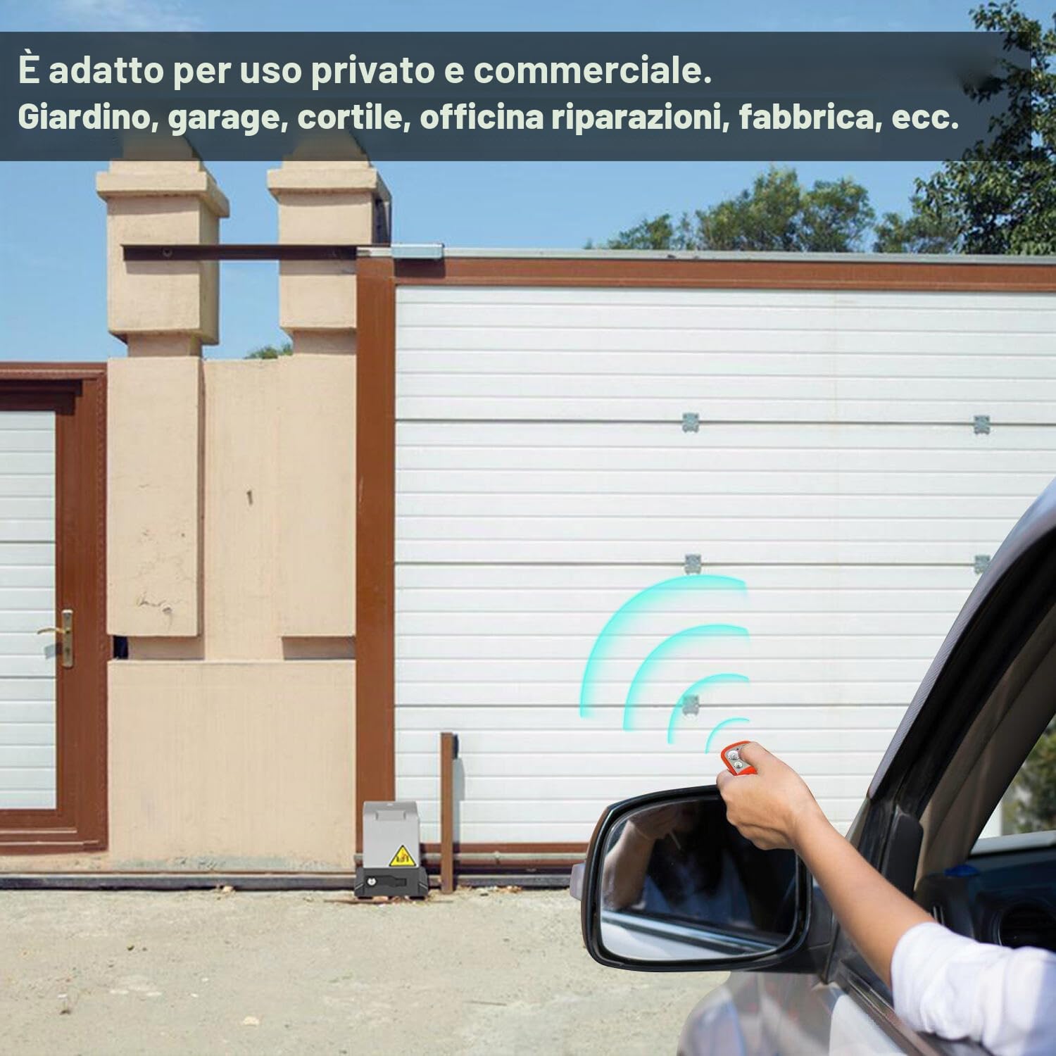 Trasmissione per cancello scorrevole 750W, motore per garage fino a 1600kg, set motore per cancello scorrevole da telecomandi e funzione di chiusura automatica, motore per cancello a