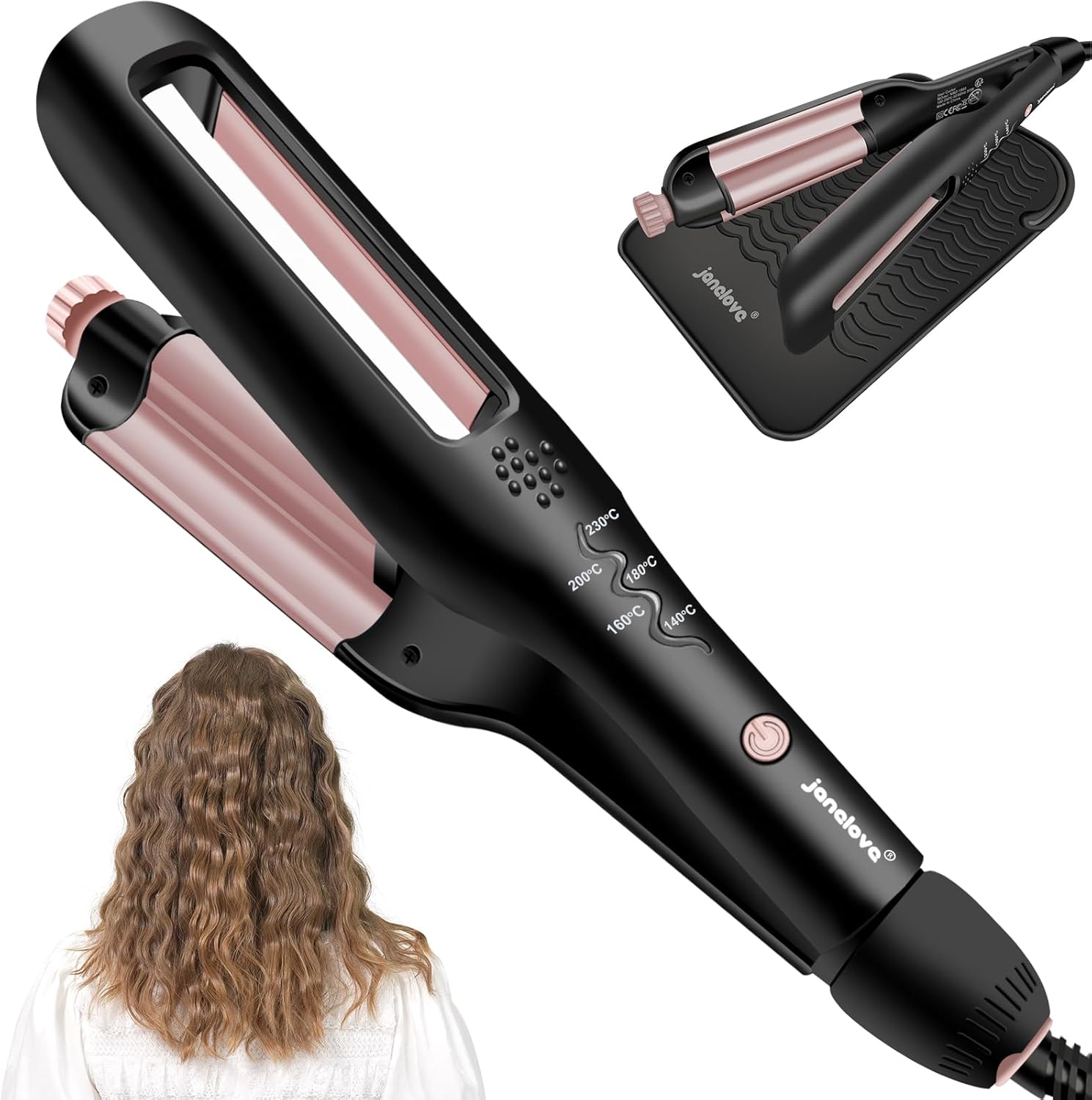 janelove Hair Waver Adjustable Hair Curler for Beach Waves,4in1
