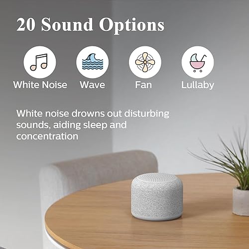 Miniatura 4 de REACHER Máquina de sonido de ruido blanco de viaje, mini máquina portátil de ruido para dormir con 20 sonidos relajantes, pequeño altavoz Bluetooth,