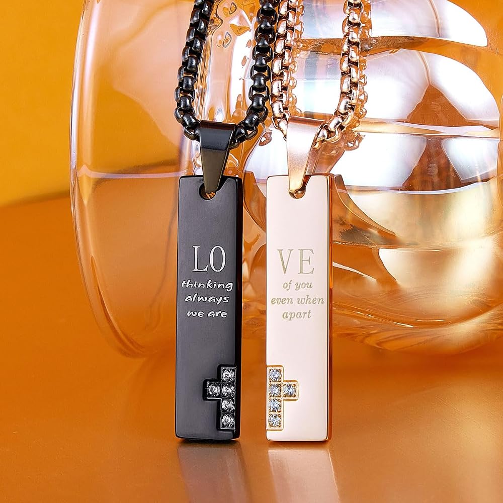 Amazon.com: Wolentty Couple Distance Necklace Love Cross Matching