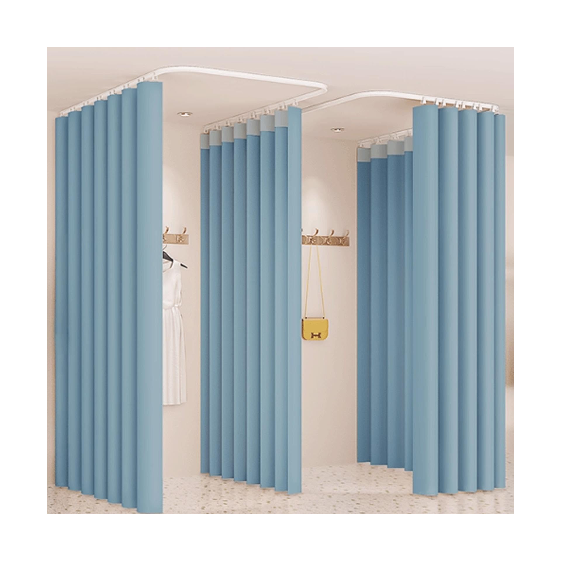 Cabine d'essayage rideau d'angle incurvé cloison coulissante en U magasin