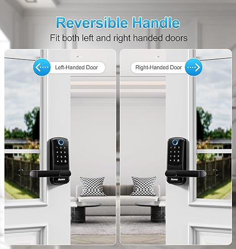 Miniatura 7 de Aceele Cerradura inteligente de puerta con huella digital sin llave, Wi-Fi integrado, cerradura electrónica para puerta delantera con teclado