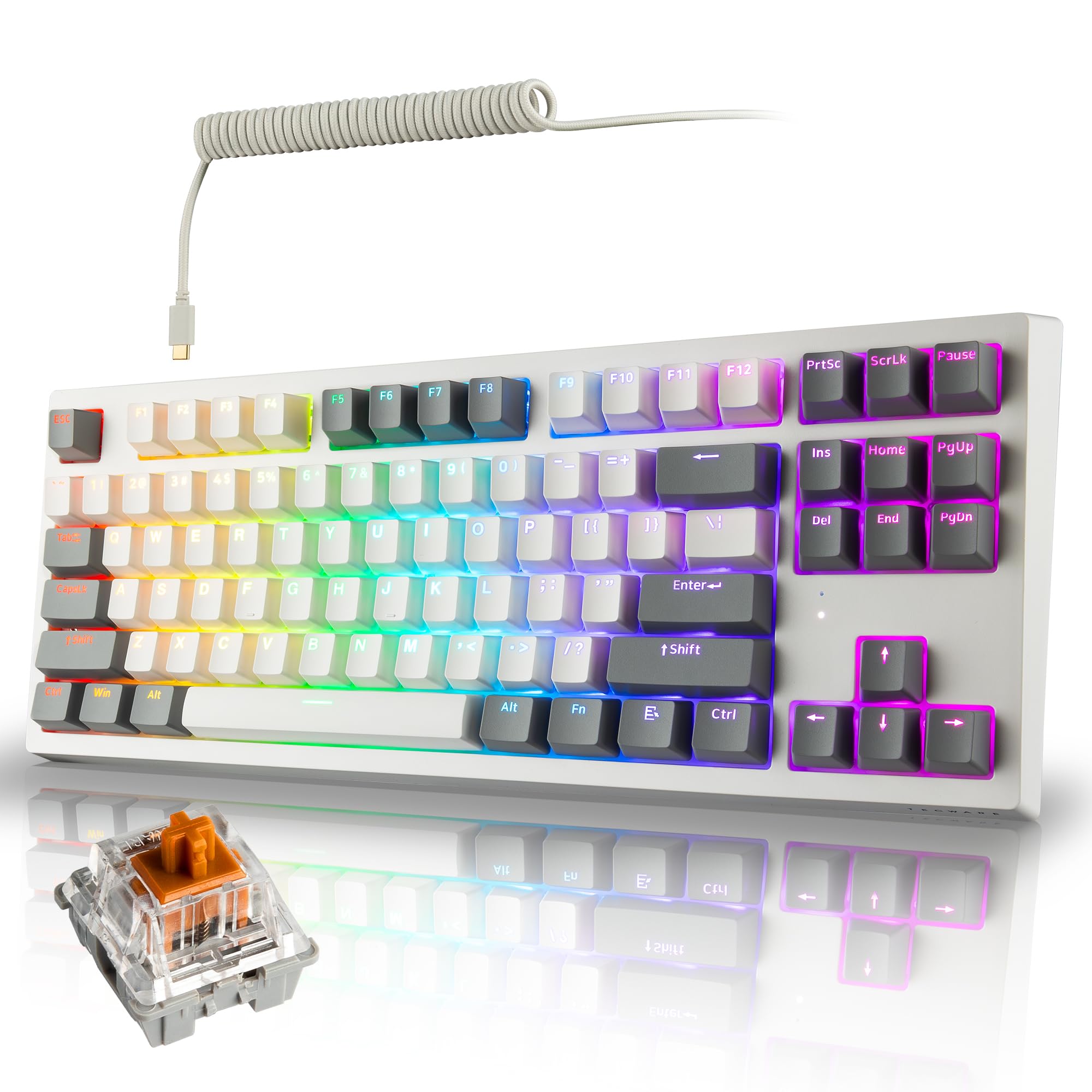 UPMUTE トロンボーンミュート　ブルー グレー/ホワイト Amazon.com: TECWARE Phantom+ Elite 87 Key RGB Mechanical Gaming