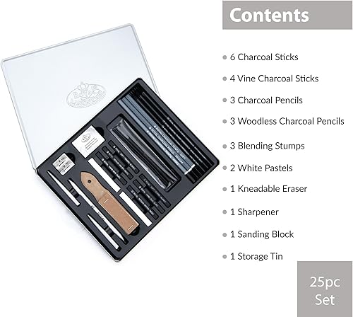 Miniatura 6 de Royal & Langnickel Essentials(TM) - Juego de arte de carbón medio con estaño