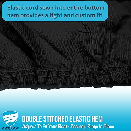 Miniatura 5 de EliteShield Cubierta resistente para lancha con parte superior en T, se adapta a una consola central de 22 pies a 24 pies de largo con parte Negro