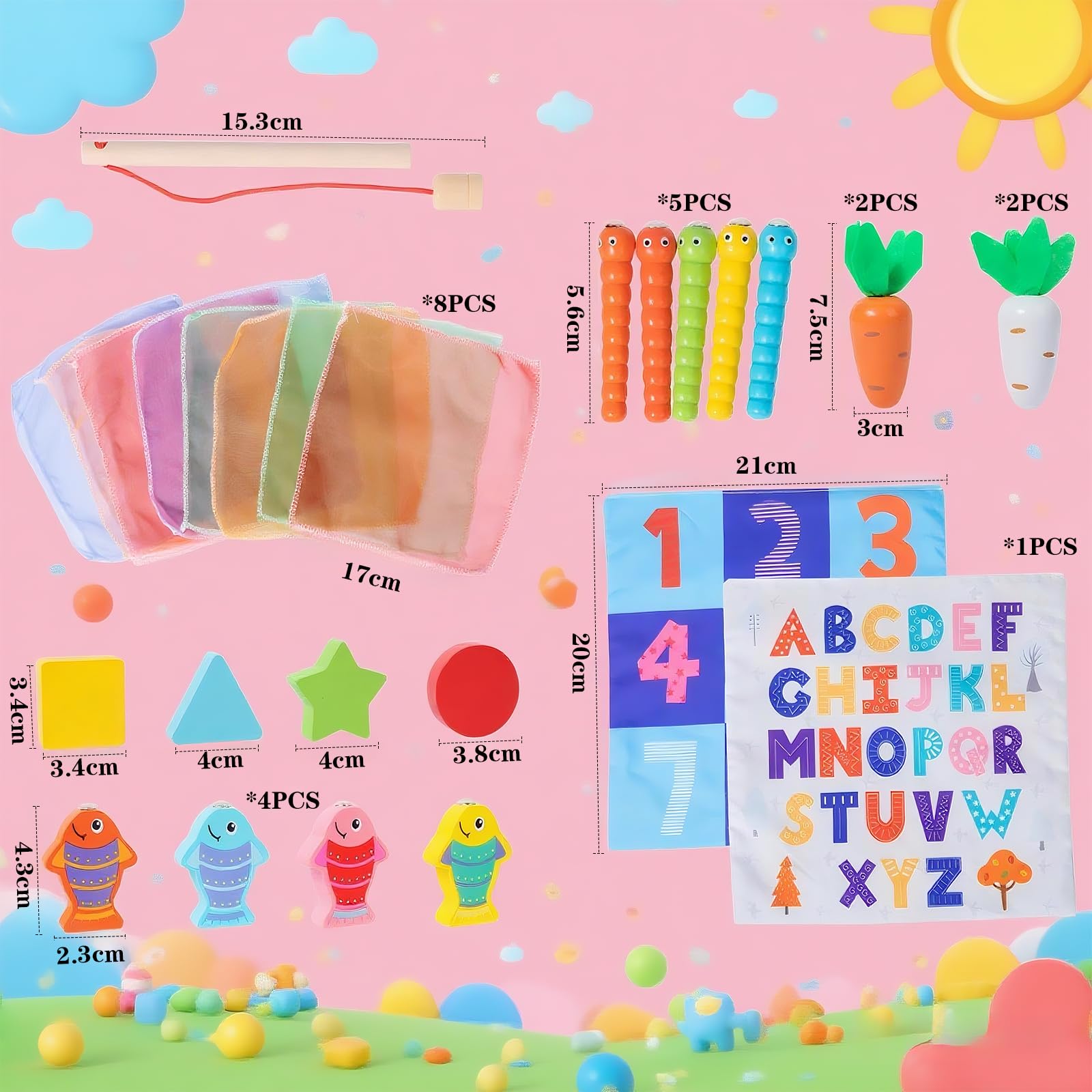 Caja de pañuelos Montessori 6 en 1, cubo de actividades de madera para más de 6 meses, rompecabezas clasificador de colores y formas, juguetes sensoriales para 12-18 meses. Regalo de habilidades 7