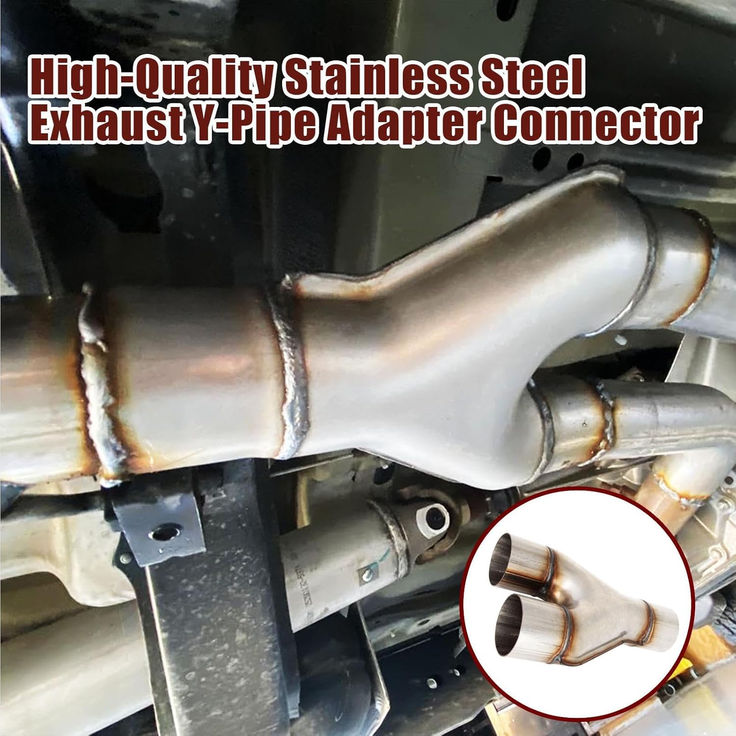 MXA 2 1/2 Y Pipe Exhaust, Stainless Steel 2.5 inches Y Pipe, Universal Exhaust 2.5" Y Pipe, Mid Connector Exhaust Tubing (2.5"x2.5"x10")
