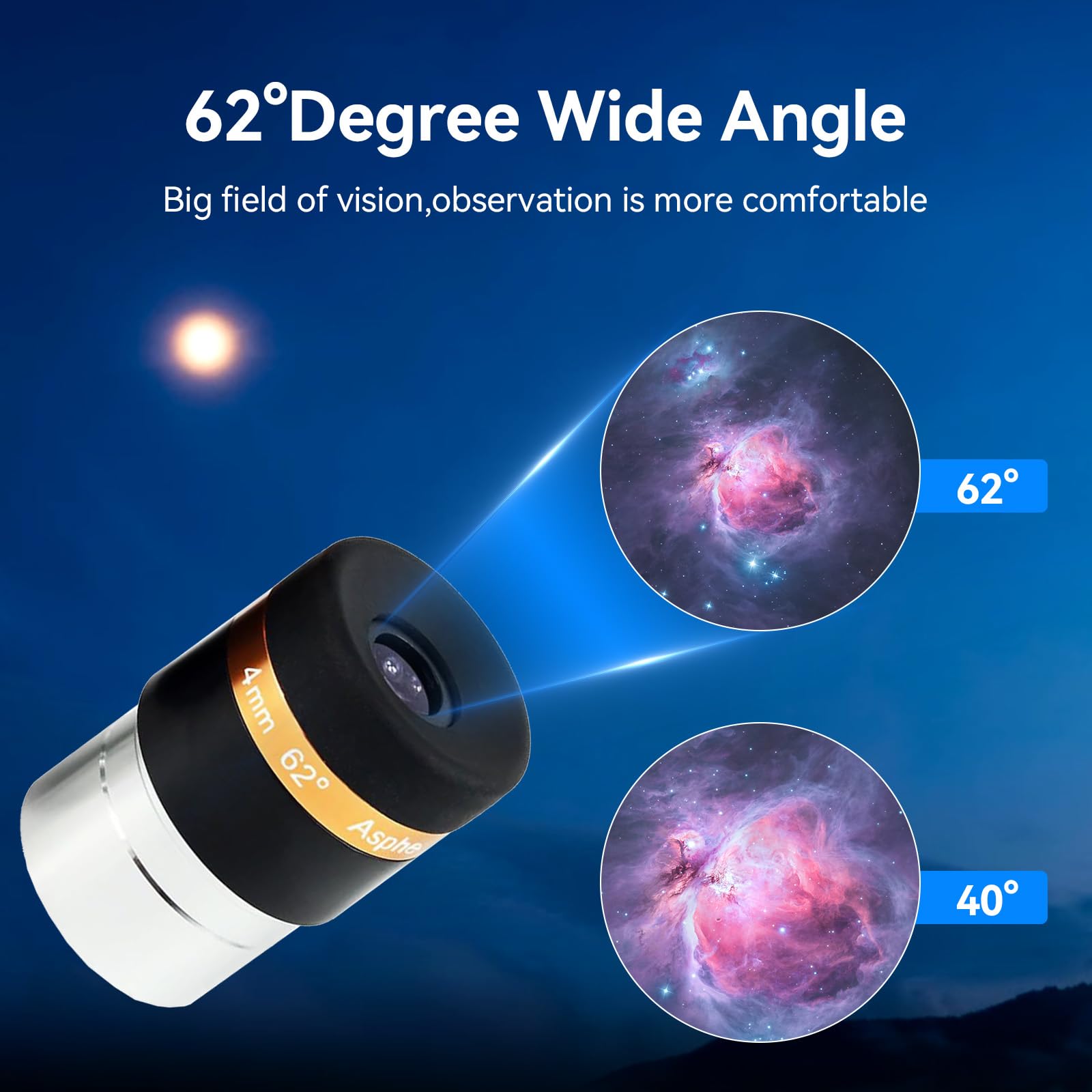 Svbony Oculare Set con Barlow Lente 2x, 4mm 10mm 23mm 62 gradi Grandangolo Planetario Oculare Kit e Barlow in metallo, 1,25 pollici Lente FMC per Osservazioni di Galassie Planetarie Lunari
