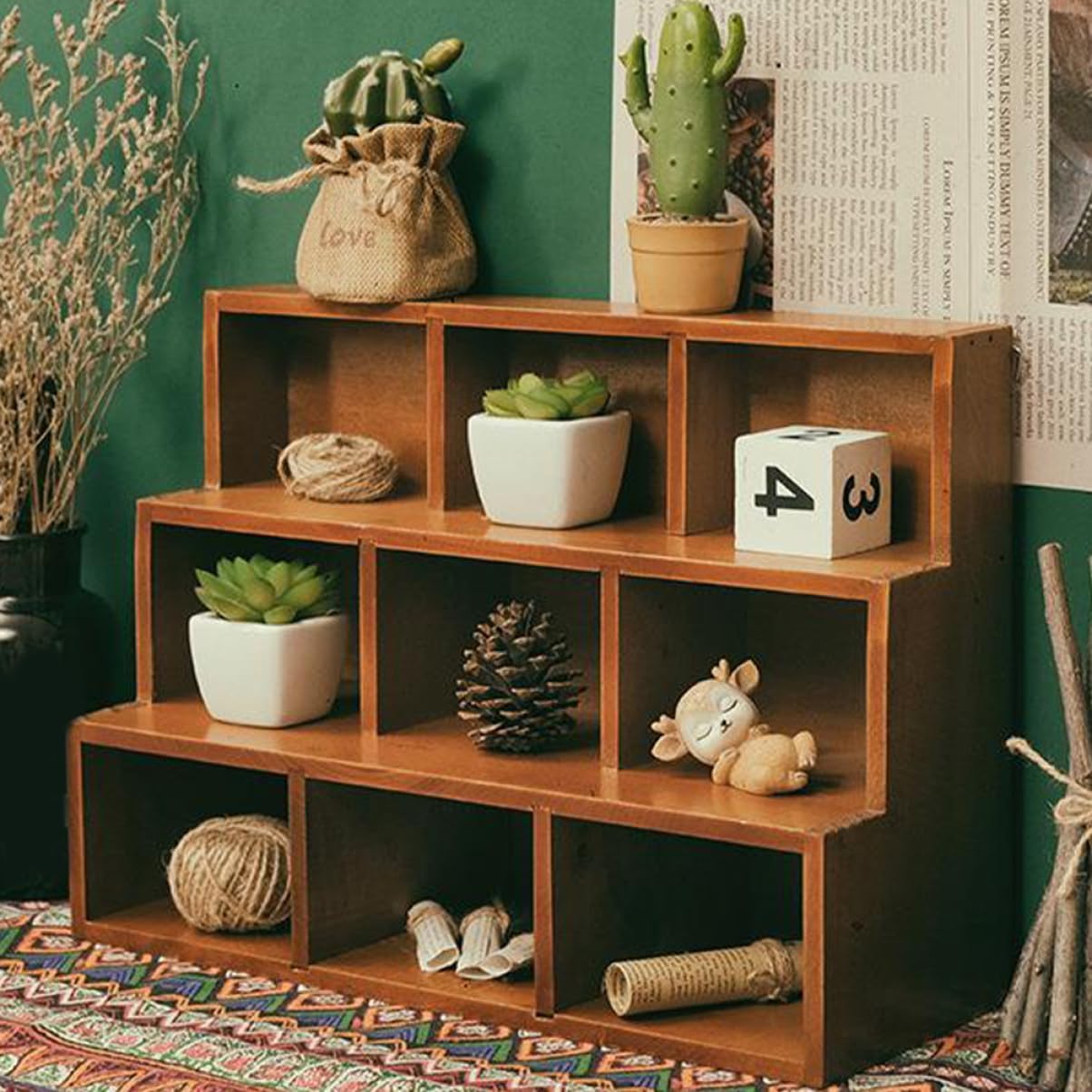 Figurine Display Rack Vintage Storage Shelf Figures Collectibles for Home Craft Shows Stable Elegant Design with Slots