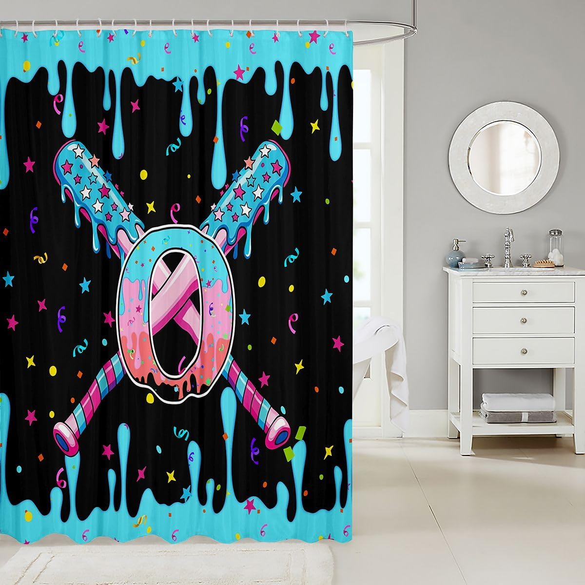 72"x72" Baseball Bathroom Accessories Boys Girls Baseball Gaming Bath Curtain For Kids Women Men Ultra Personalized Initial Letter O Shower Curtain for Bathroom Decor Sports Theme Room Decor Polyester image 2
