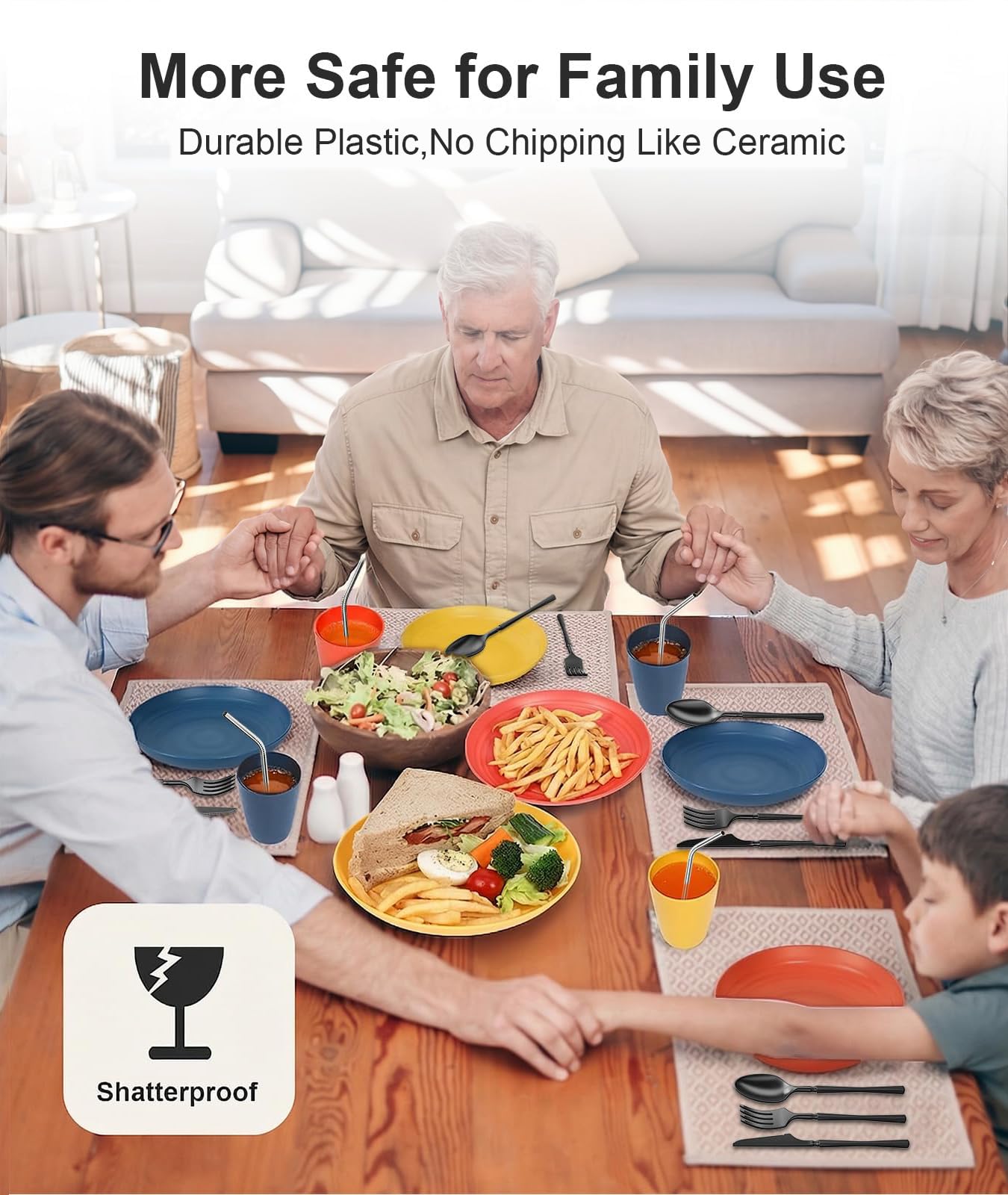 Quatish 64 Piece Dinnerware Set - Camping & Outdoors -8