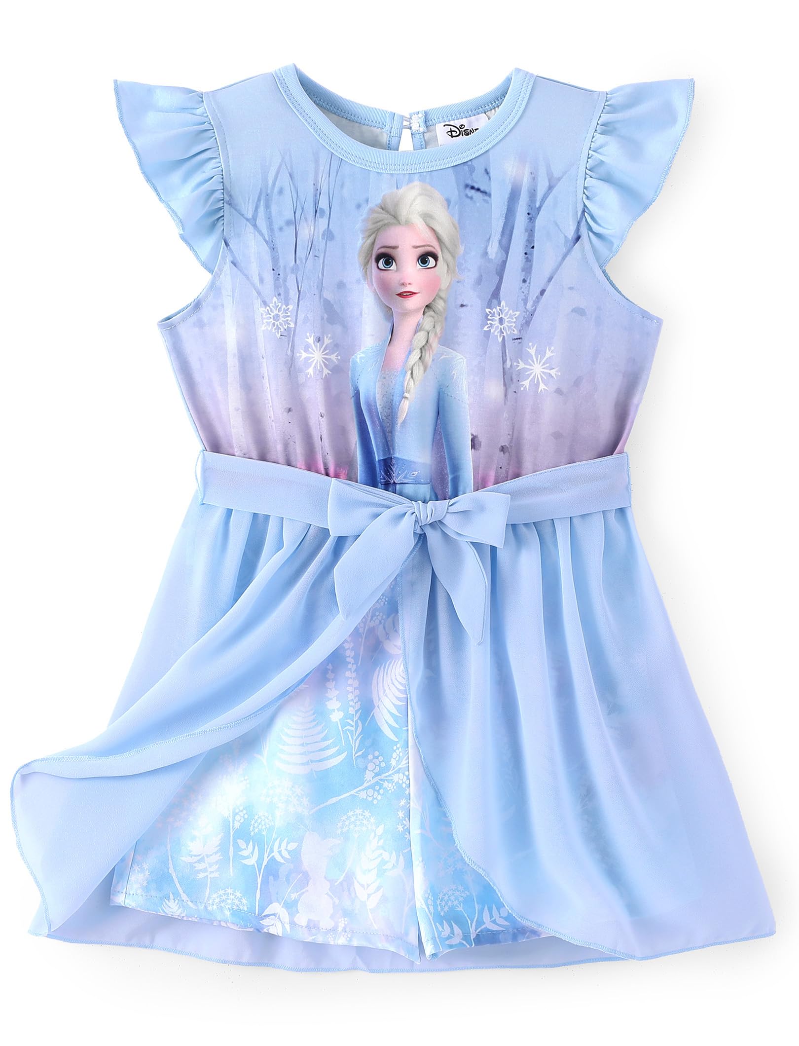 Disney Princess Frozen Elsa Minnie Mouse Stitch Toddler Girl Romper With Skirt Overlay Summer Jumpsuit with Bow 2-6 Years