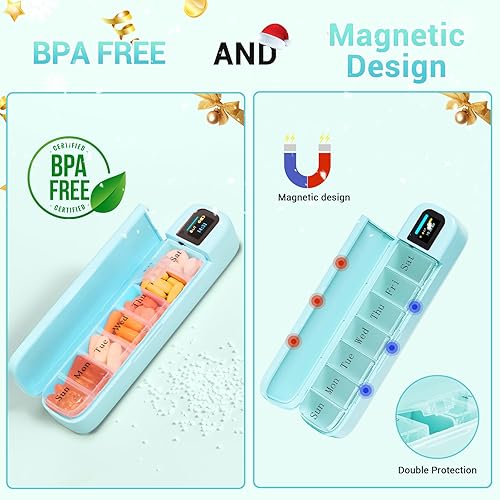 Miniatura 5 de Daviky Organizador inteligente de pastillas con alarma, Bluetooth diario una vez al día, pastillero de 7 días con aplicación, pastillero de viaje