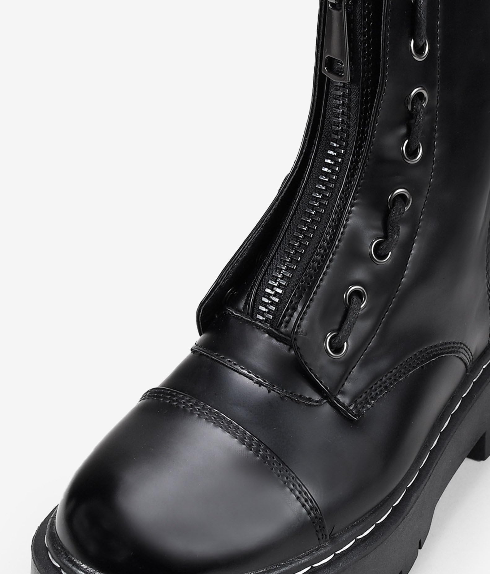 BOSANOVA Stivali militari stile punk con plateau dentata e lacci fino alla parte superiore. Chiusura con cerniera. Scarpe da donna