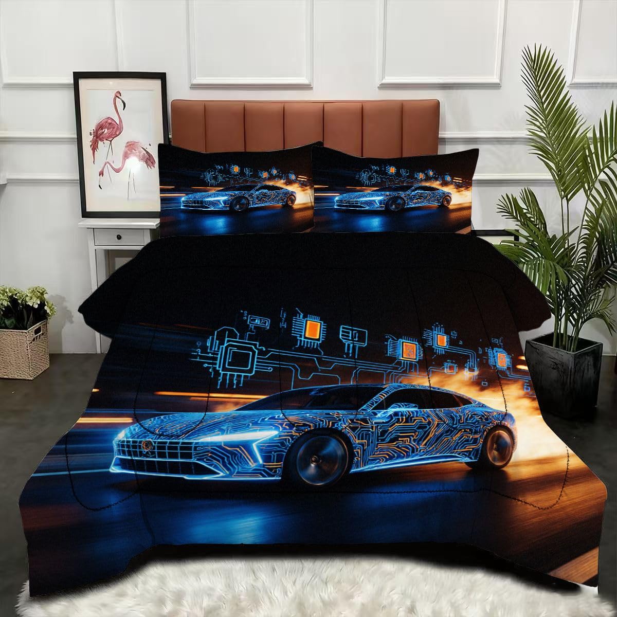 Couette 160x200 voiture de sport 3D légère chaude et facile à laver