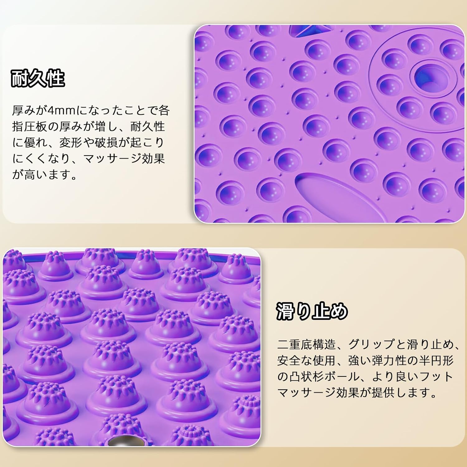 足ツボマット 足裏マッサージ フットマッサージャー マット Mayfoo 足ツボマッサージ 足ツボ グッズ 足踏み ダイエット足ツボ押し 円形 柔らかい 洗える 滑り止め パープル(35cm)