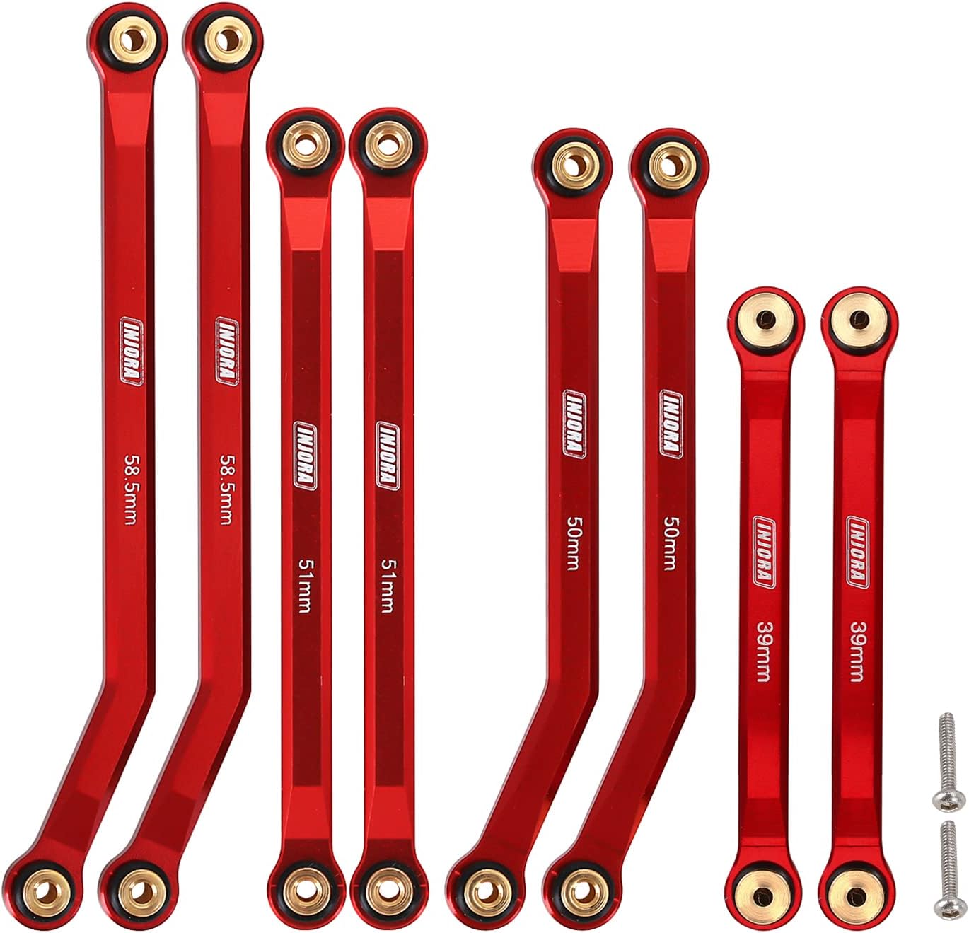 High Clearance Front 4 Links Set for SCX24 C10 JLU Bronco Base Camp Axial 1/24 RC Crawler Car, 8PCS(Red)