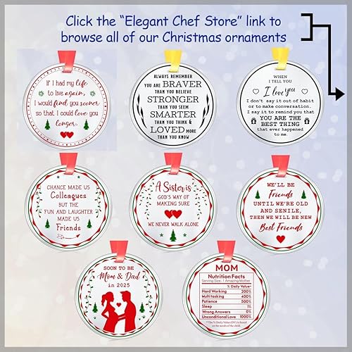 Miniatura 8 de Adornos de Navidad para mamá, regalo para amantes de los perros, para mamá, novia, esposa, acero inoxidable plano de 3 pulgadas