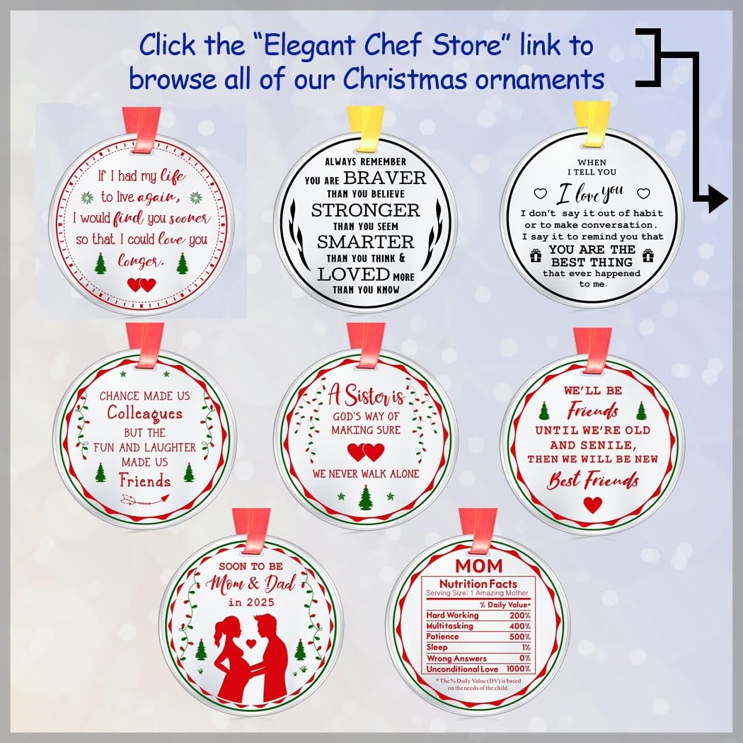Elegant Chef Ozdoba świąteczna dla syna - 'Always Remember You are Braver' Stronger Smarter' – motywacyjny i inspirujący prezent od mamy taty – dekoracja świąteczna – płaska stal nierdzewna 7,6 cm