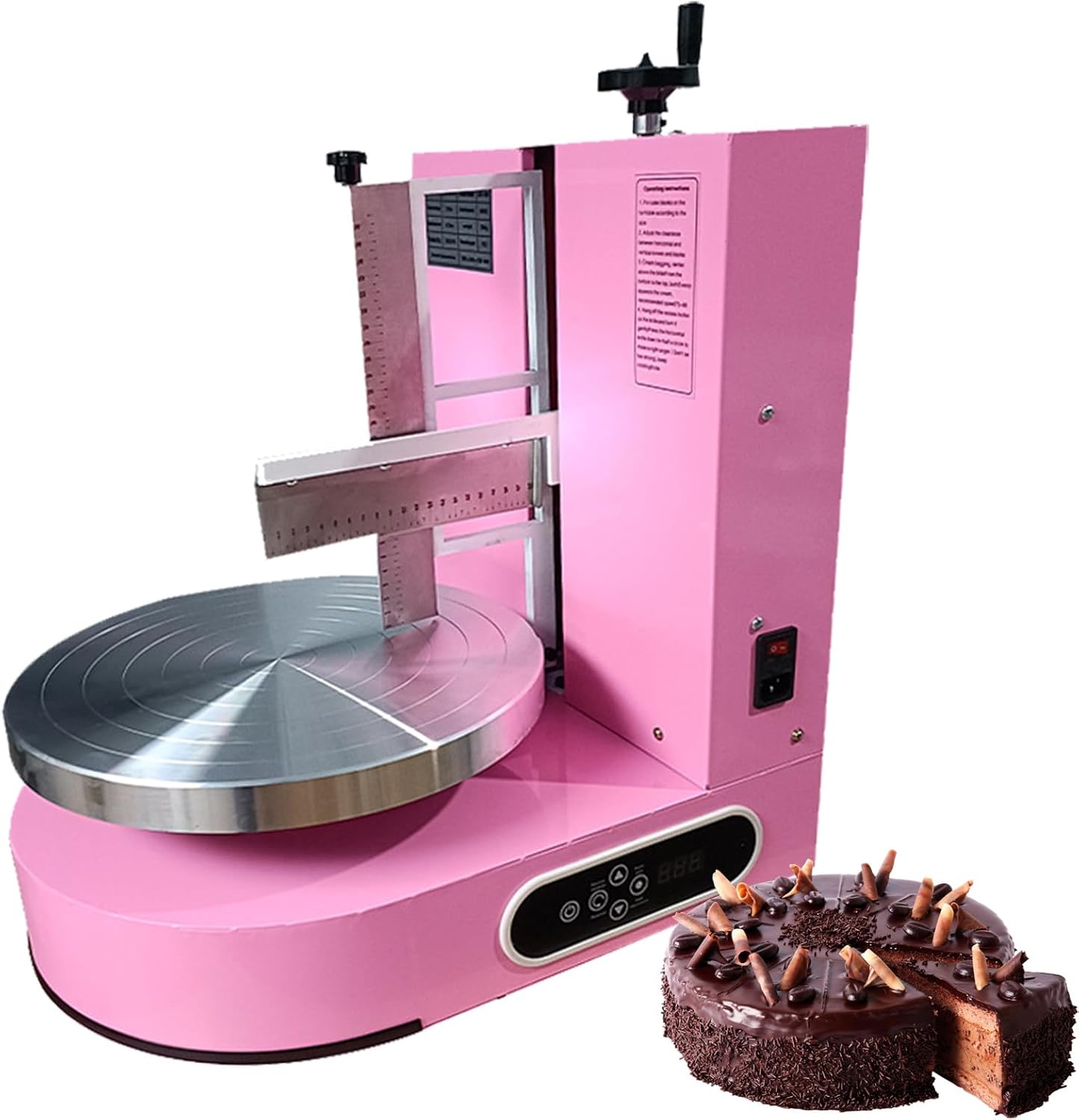 Cake Cream Smoother Polisher, 60-320 Rpm Rotating Speed Kitchen Baking Tools, Stainless Steel Cake Surface Scraper Coating Machine 6-14 Inch Cakes,Dessert Houses,Restaurants,lightgreen