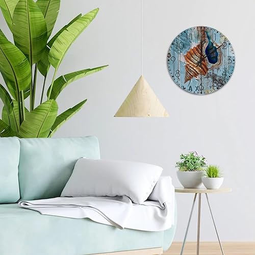 Miniatura 4 de Relojes de pared silenciosos sin tictac de 10 pulgadas, diseño náutico, playa, océano, tema submarino, caracol, decoración del hogar para hotel,
