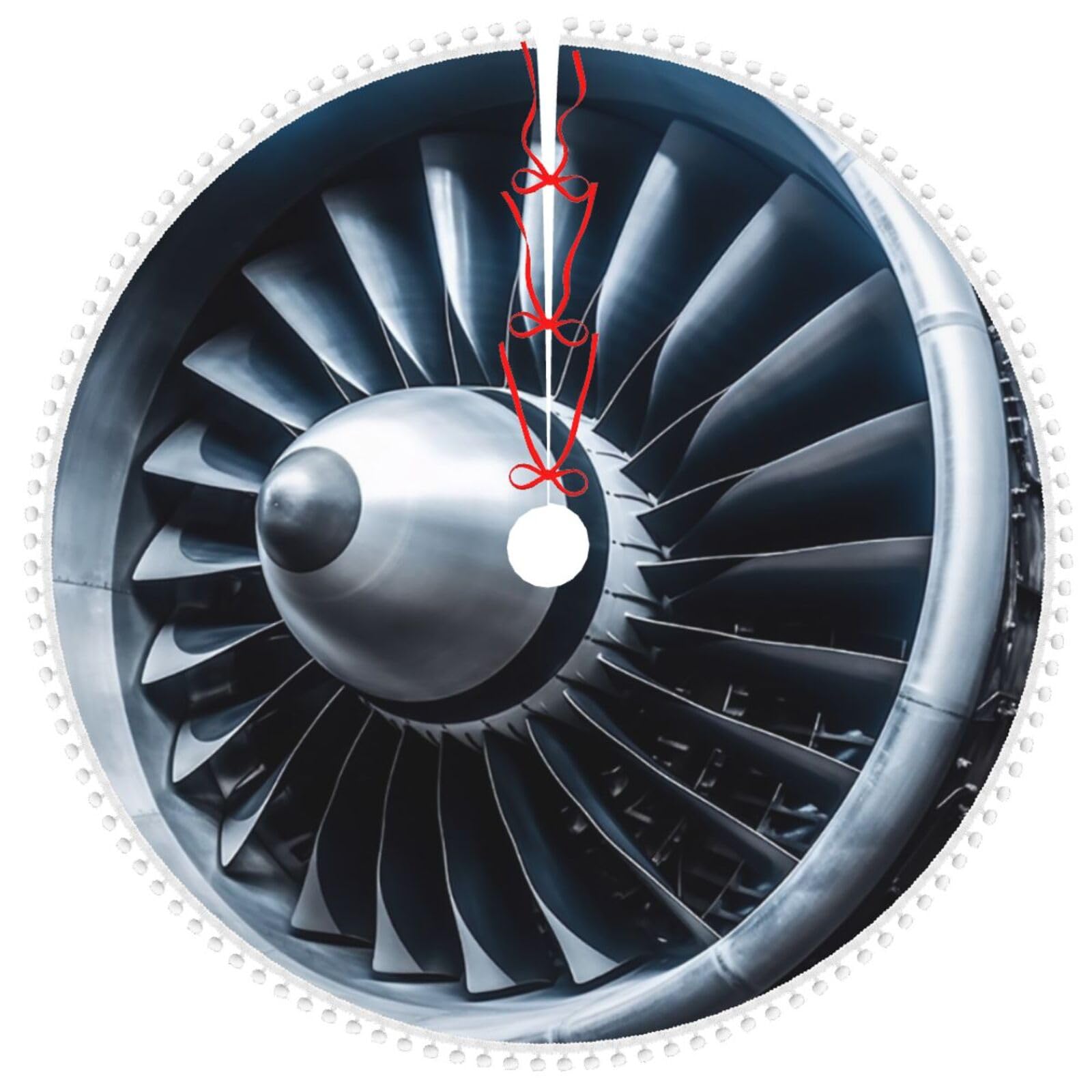 Jupe de sapin de Noël avec pompons 121 cm Jet Engine