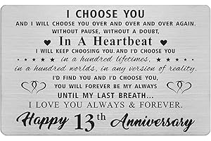 13th Wedding Anniversary Card Gifts for Husband Engraved on Wallet Card