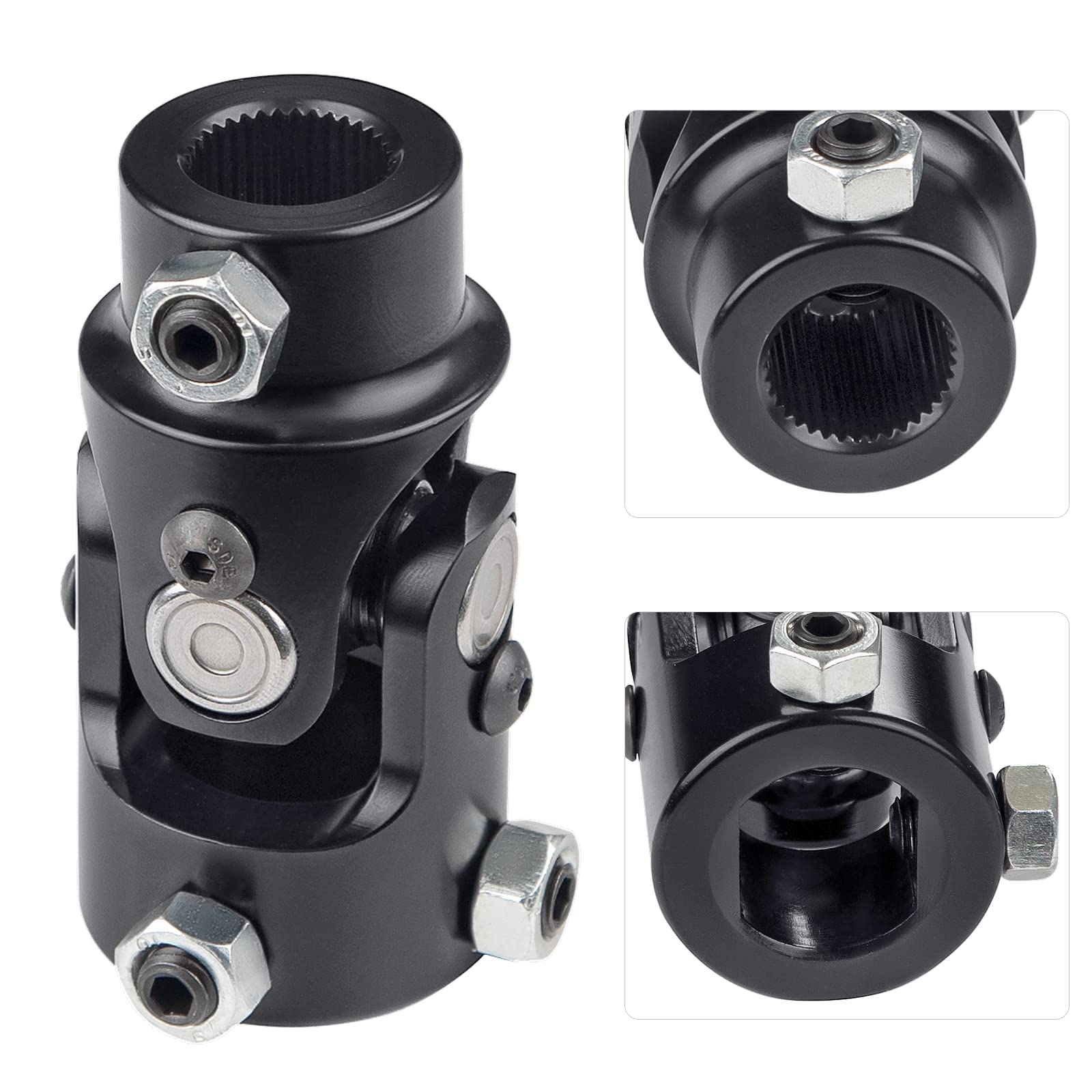 WMPHE Single Steering Shaft Universal U Joint 3/4"-36 Spline to 1" DD, 83mm (3-1/4") Working Angle 35°Degree